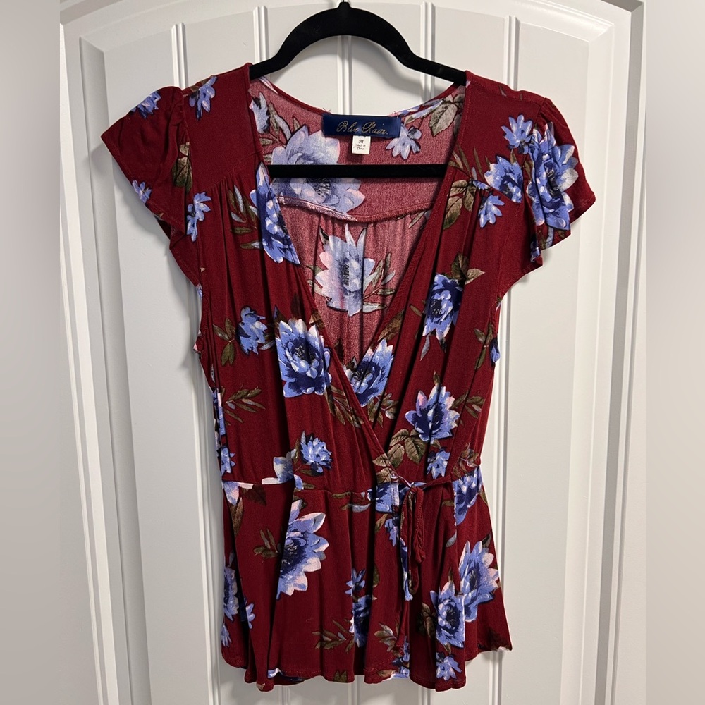 Medium Blue Rain Floral Top